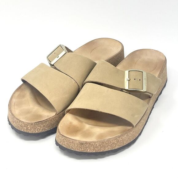 Birkenstock Papillio Almina Platform Sandals Sandcastle Tan Womens Size 10 US
